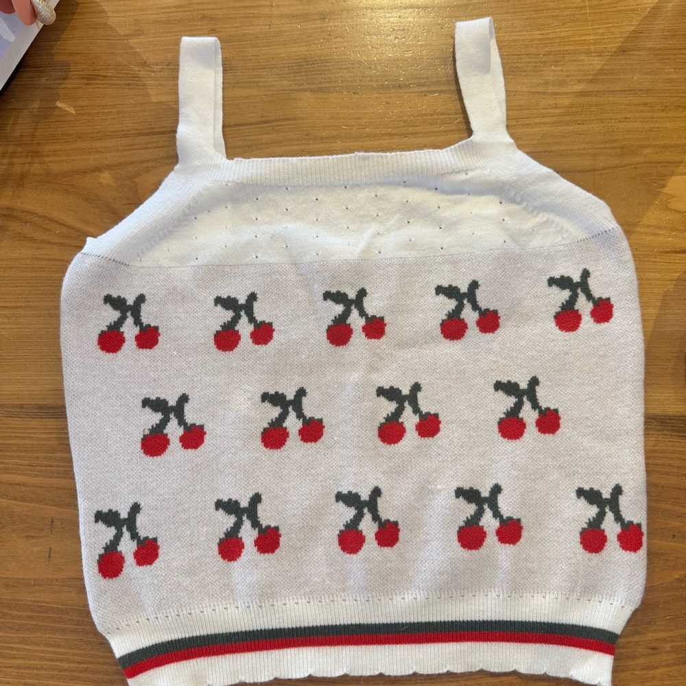 Cherry Knit Sweater Tank Top